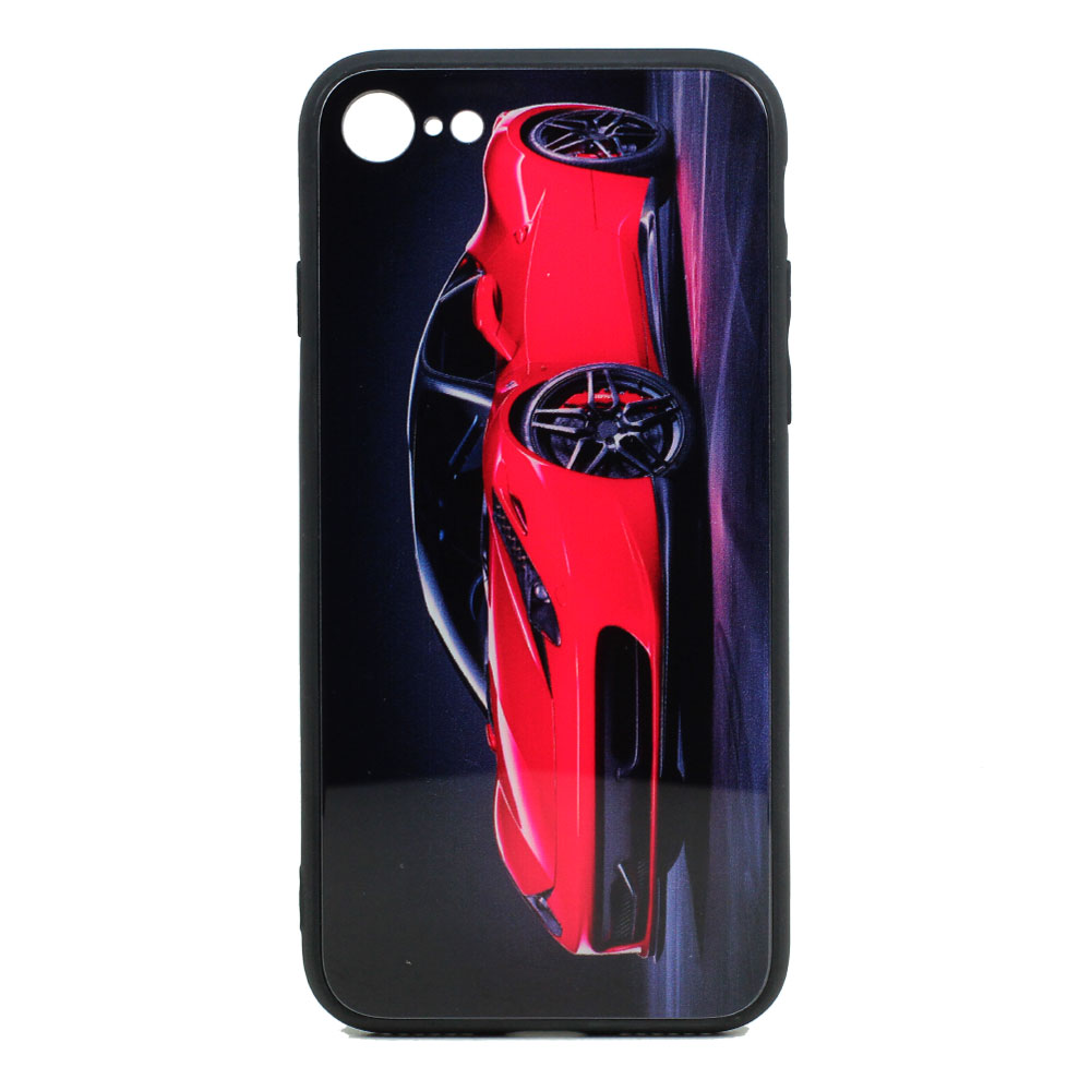 iPHONE 8 Plus / 7 Plus Design Tempered Glass Hybrid Case (Red Race Car)